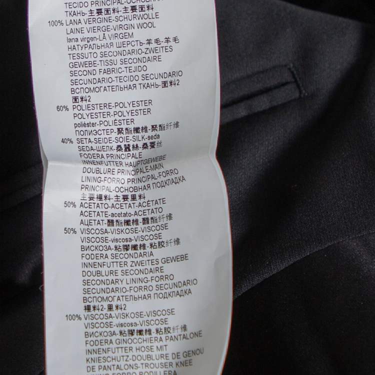 Pre Owned Armani Collezioni Black Wool Straight Leg Trousers L