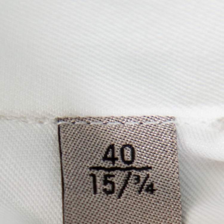 Pre Owned Armani Collezioni White Cotton & Silk Stand Collar Tuxedo Shirt L