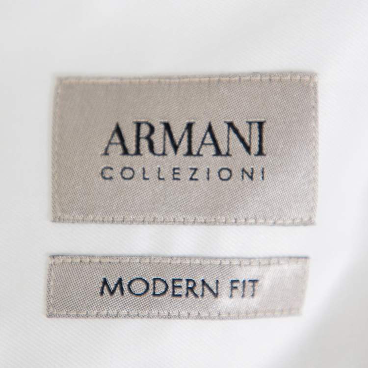 Pre Owned Armani Collezioni White Cotton Button Front Modern Fit Shirt XL