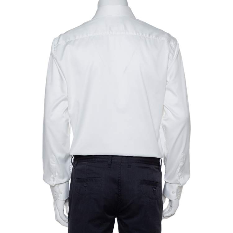 Pre Owned Armani Collezioni White Cotton Button Front Modern Fit Shirt XL