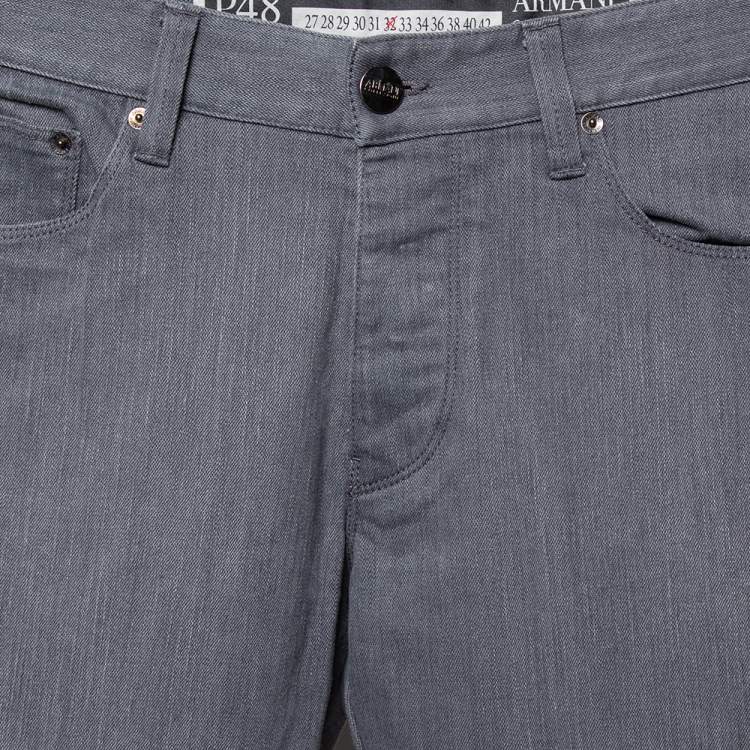 Pre Owned Armani Collezioni Grey Denim Low Rise Tight Leg Regular Fit Jeans M