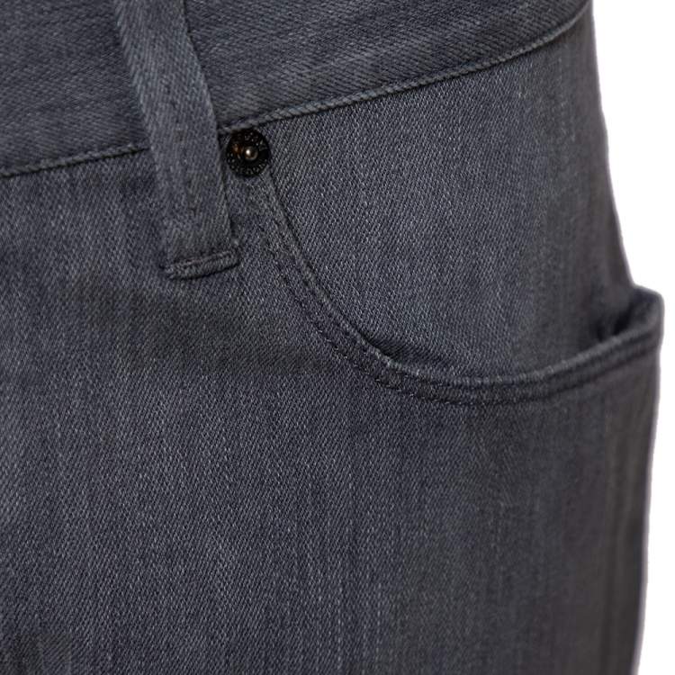 Pre Owned Armani Collezioni Grey Denim Low Rise Tight Leg Regular Fit Jeans M