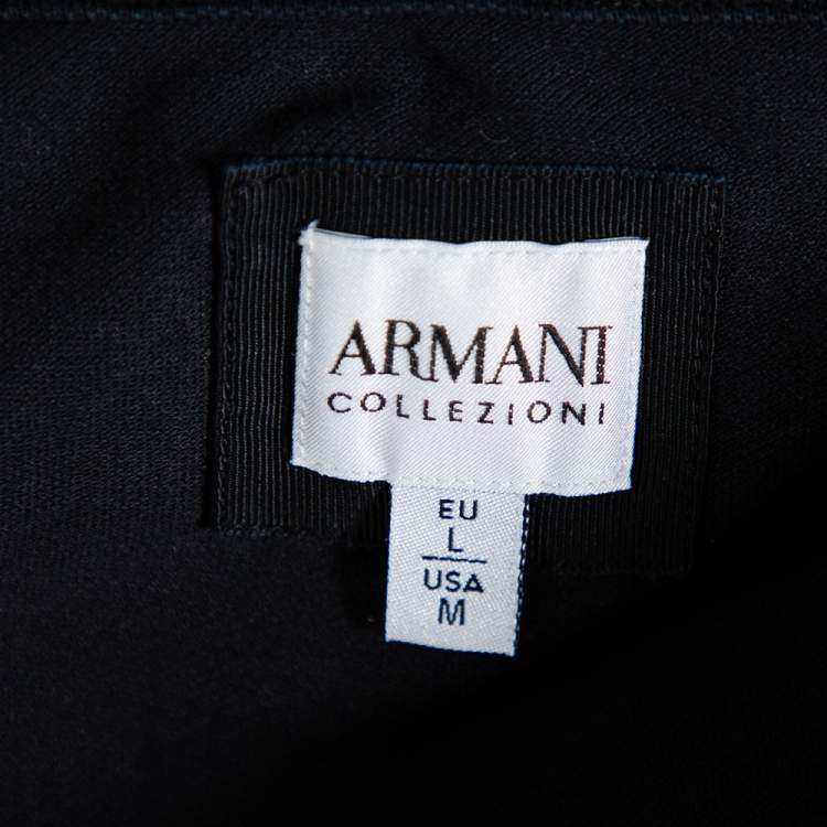 Pre Owned Armani Collezioni Black Cotton Pique Logo Embroidered Polo T-Shirt L 