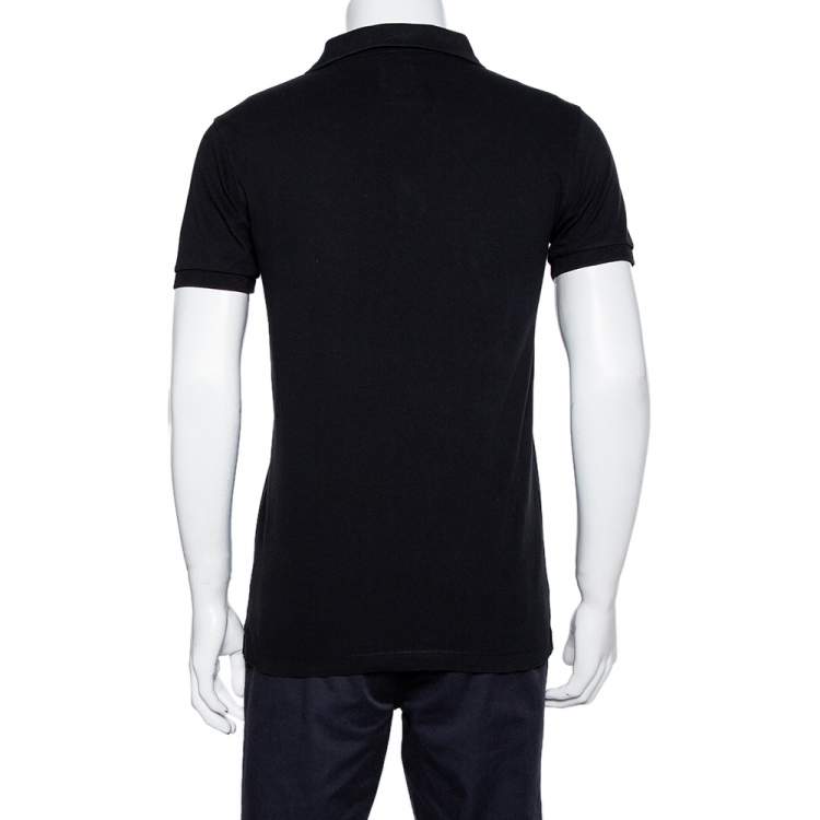 Pre Owned Armani Collezioni Black Cotton Pique Logo Embroidered Polo T-Shirt L 