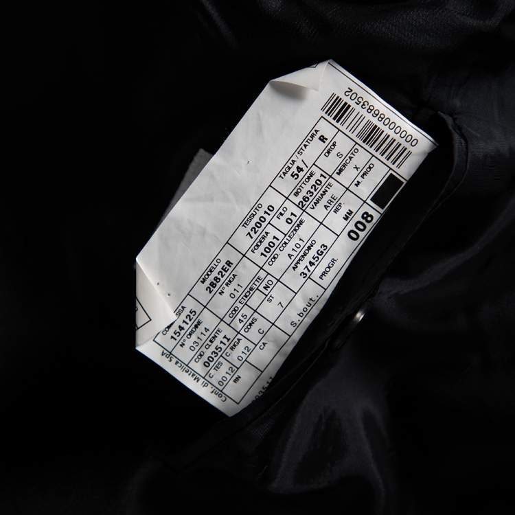 Pre Owned Armani Collezioni Navy Blue Wool Satin Trim Button Front Blazer XXL