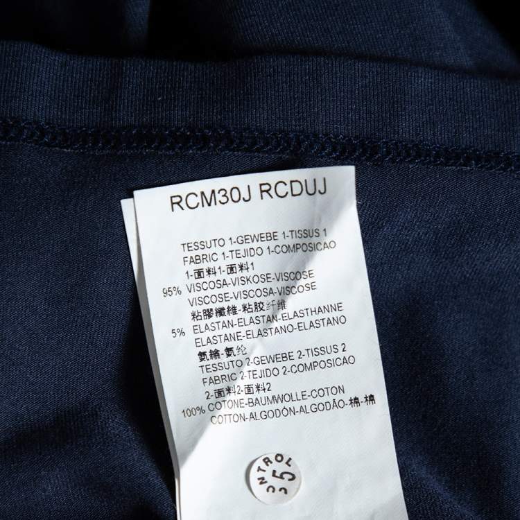 Pre Owned Armani Collezioni Navy Blue Jersey Contrast Patch Detail T-Shirt 