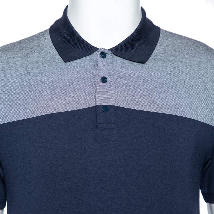 Pre Owned Armani Collezioni Navy Blue Jersey Contrast Patch Detail T-Shirt 