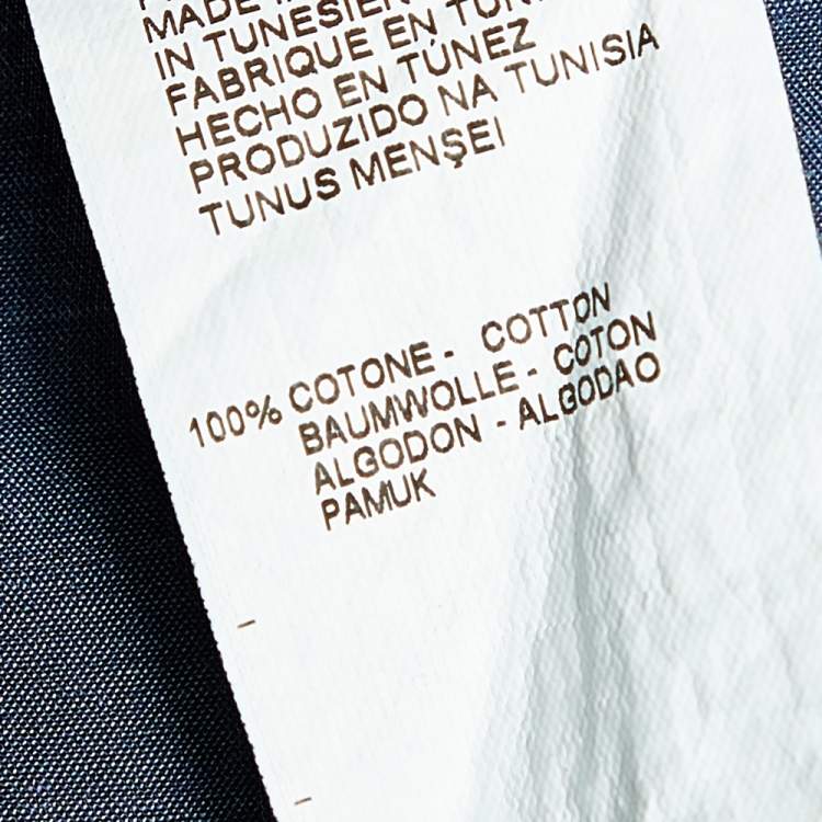 Pre Owned Armani Collezioni Navy Blue Cotton Button Front Shirt M