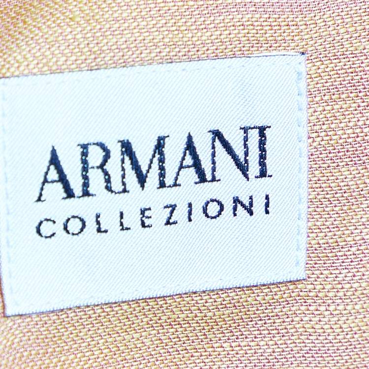 Pre Owned Armani Collezioni Orange Linen & Cotton Button Front Shirt M