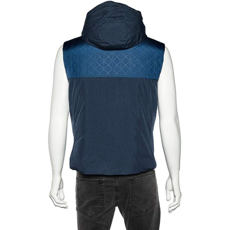 Pre Owned Armani Collezioni Blue Synthetic Hooded Sleeveless Vest L