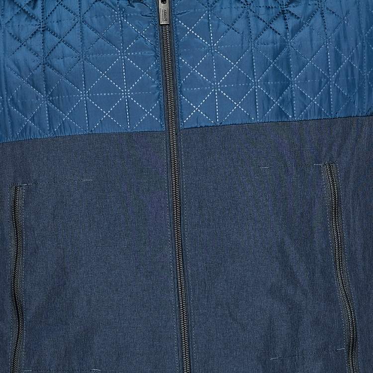 Pre Owned Armani Collezioni Blue Synthetic Hooded Sleeveless Vest L