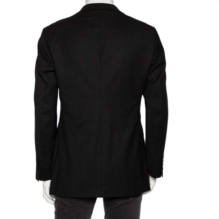 Pre Owned Armani Collezioni Charcoal Grey Wool Single Breasted Blazer L
