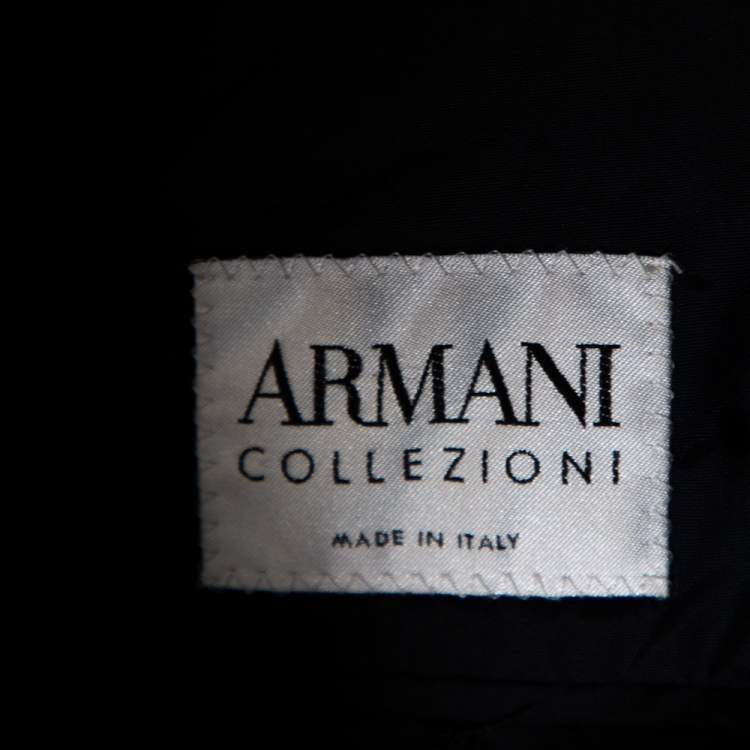 Pre Owned Armani Collezioni Charcoal Grey Wool Single Breasted Blazer L