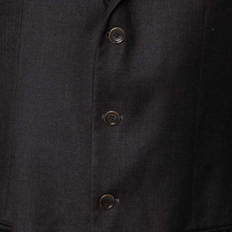 Pre Owned Armani Collezioni Charcoal Grey Wool & Cashmere Button Front Blazer XL