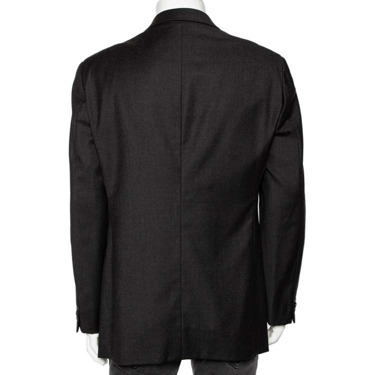 Pre Owned Armani Collezioni Charcoal Grey Wool & Cashmere Button Front Blazer XL