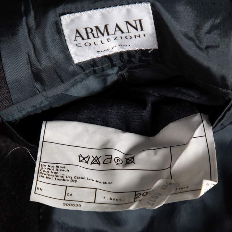Pre Owned Armani Collezioni Charcoal Grey Wool & Cashmere Button Front Blazer XL