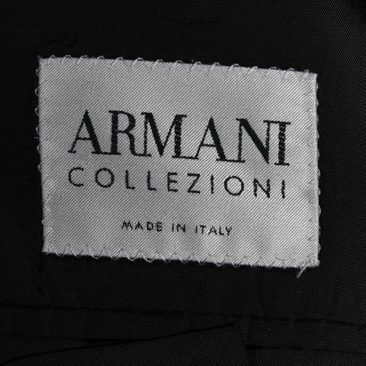 Pre Owned Armani Collezioni Grey Checkered Wool Single Breasted Blazer XL