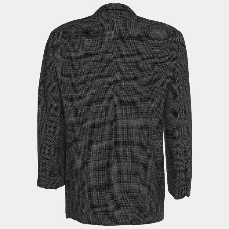 Pre Owned Armani Collezioni Grey Checkered Wool Single Breasted Blazer XL