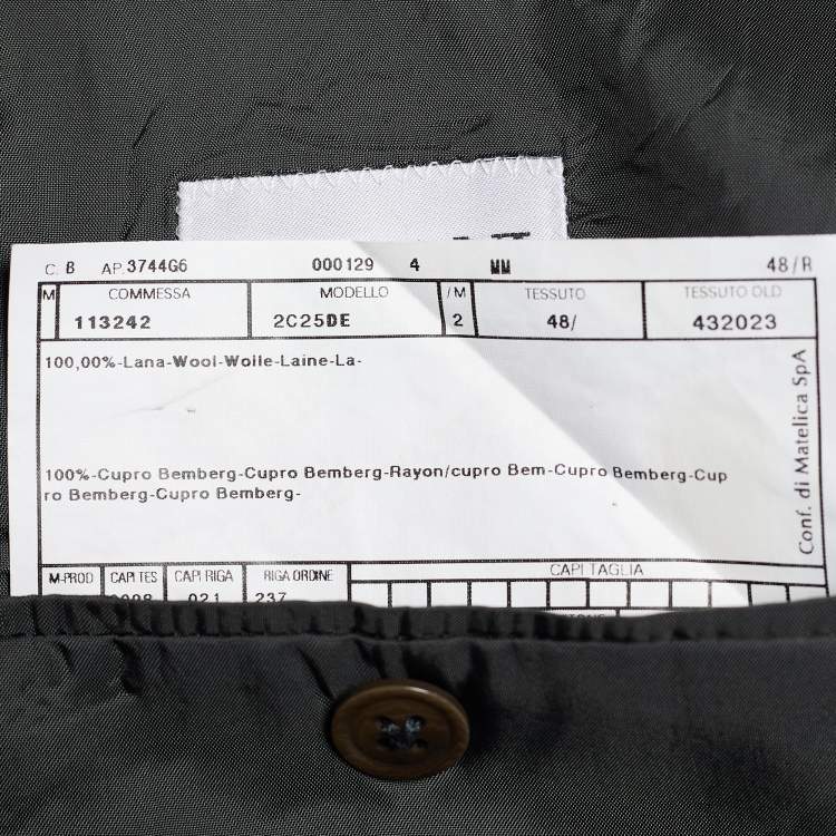 Pre Owned Armani Collezioni Grey Striped Wool Single Breasted Blazer XXXL