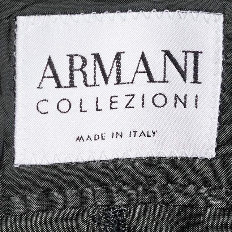 Pre Owned Armani Collezioni Grey Striped Wool Single Breasted Blazer XXXL