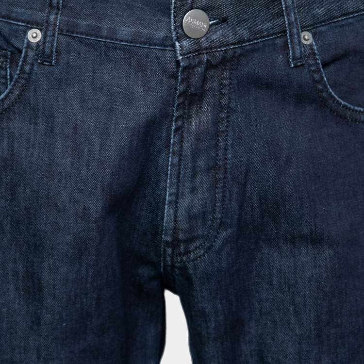Pre Owned Armani Collezioni Navy Blue Cotton Regular Fit Jeans L
