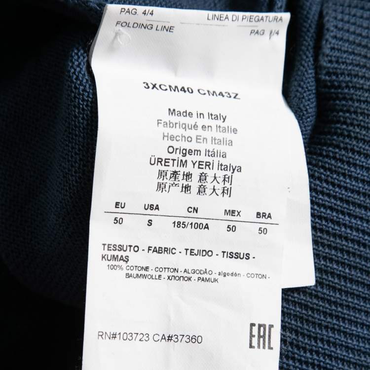 Pre Owned Armani Collezioni Blue Knit Crew Neck Long Sleeve Sweater S