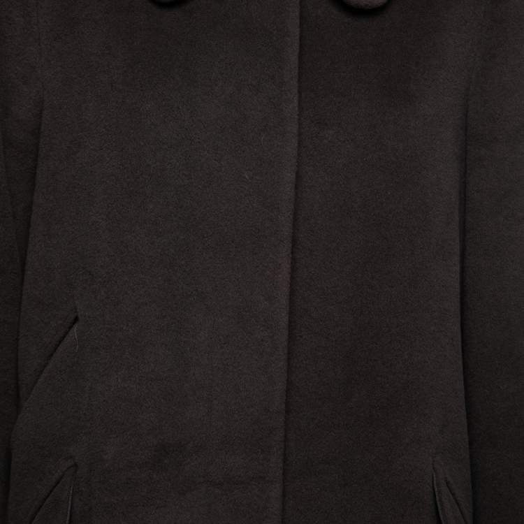 Pre Owned Armani Collezioni Vintage Dark Brown Angora Wool Collared Coat M