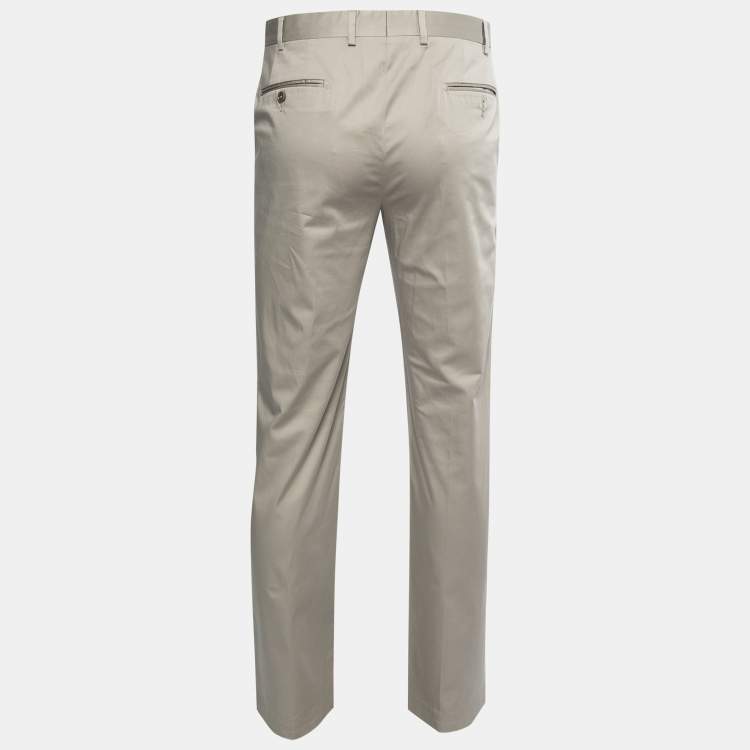 Pre Owned Armani Collezioni Light Grey Cotton Trousers L