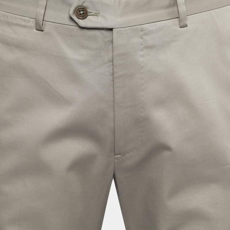 Pre Owned Armani Collezioni Light Grey Cotton Trousers L