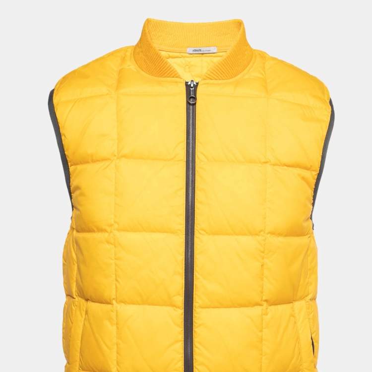 Pre Owned Armani Collezioni Yellow Synthetic Sleeveless Down Jacket M