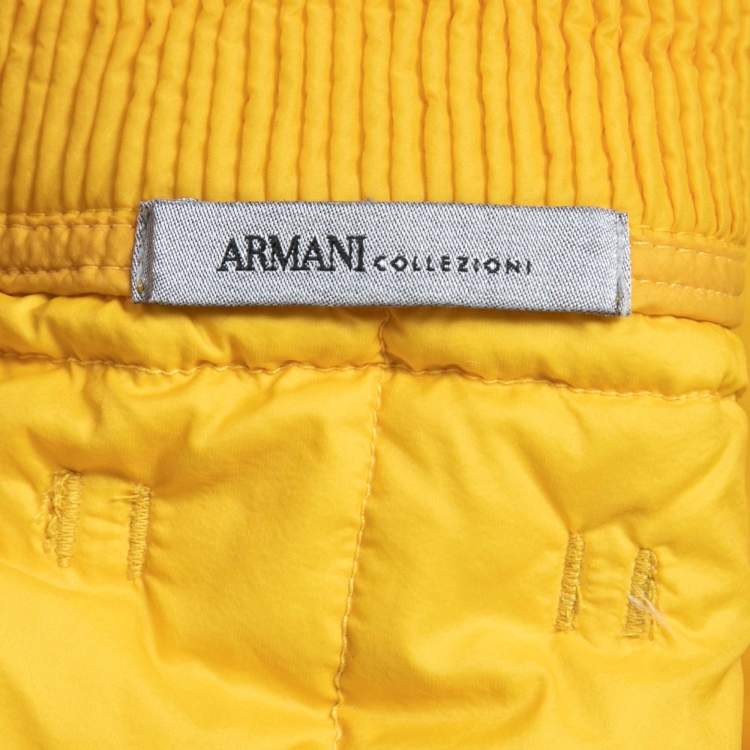 Pre Owned Armani Collezioni Yellow Synthetic Sleeveless Down Jacket M