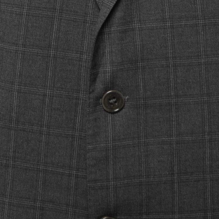 Pre Owned Armani Collezioni Grey Checked Wool Single Breasted Blazer XXL
