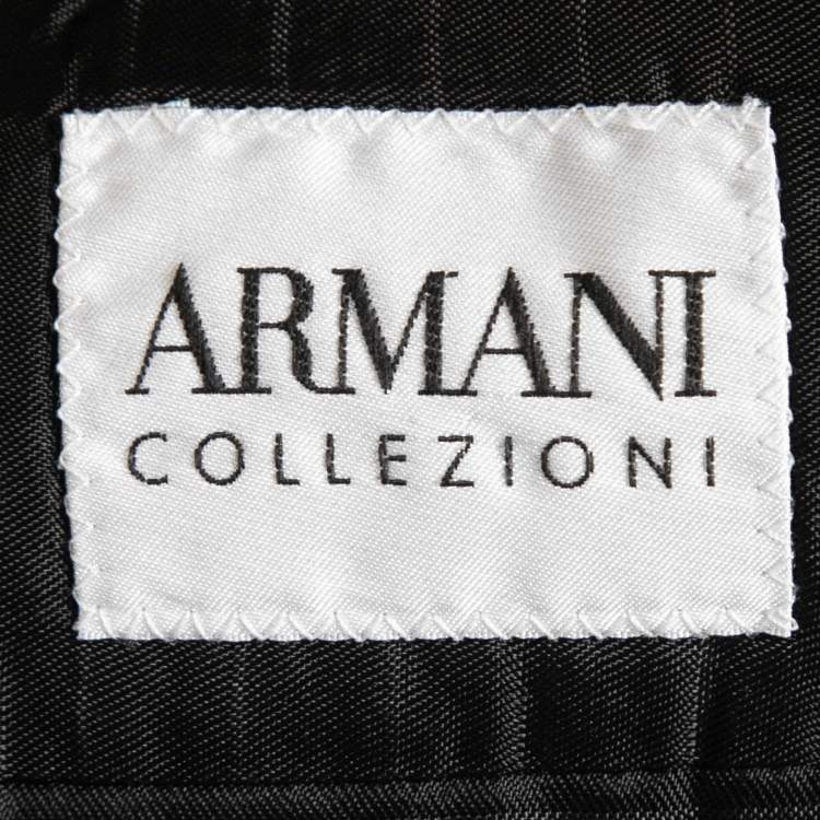 Pre Owned Armani Collezioni Grey Checked Wool Single Breasted Blazer XXL