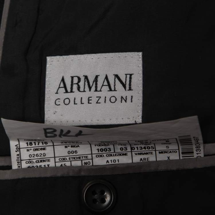 Pre Owned Armani Collezioni Charcoal Grey Wool Single-Breasted Blazer XL