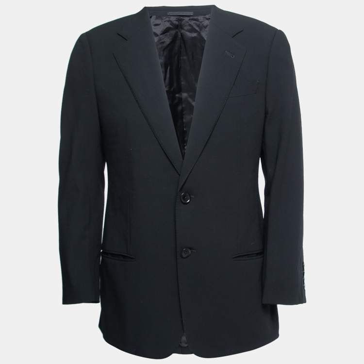 Armani Collezioni Black Wool Single Breasted Blazer L Armani