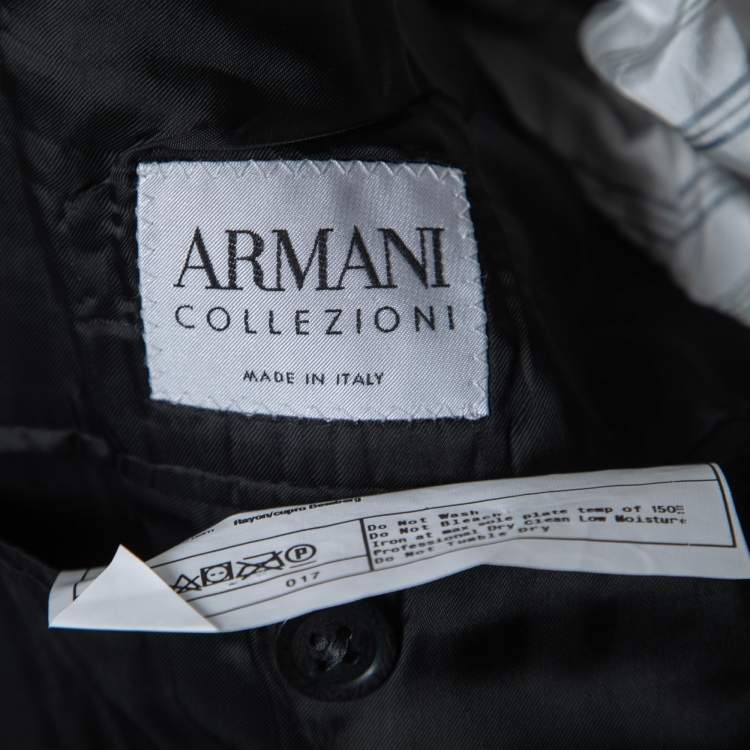 Pre Owned Armani Collezioni Black Wool Single-Breasted Blazer L