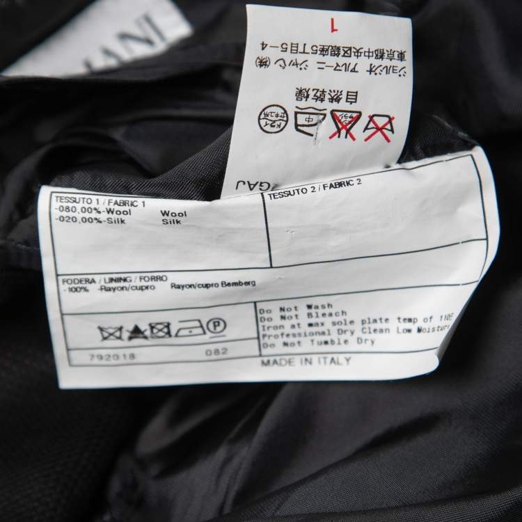 Pre Owned Armani Collezioni Black Textured Wool Single-Breasted Blazer XL