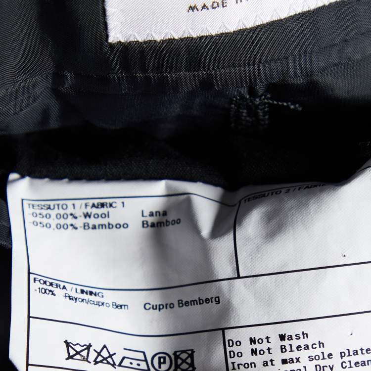 Pre Owned Armani Collezioni Navy Blue Patterned Wool & bamboo Blazer XL