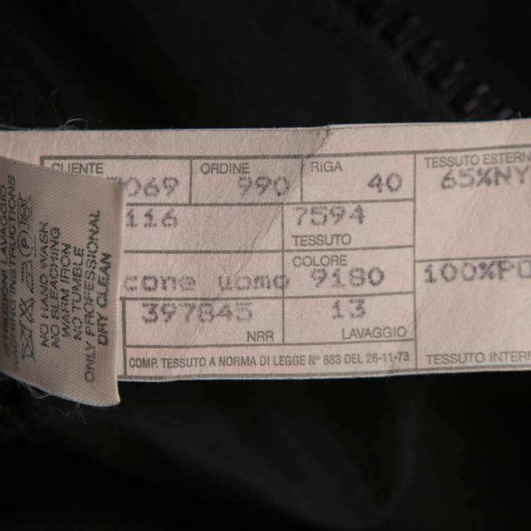 Pre Owned Armani Collezioni Black Textured Cotton Zip Front Jacket L