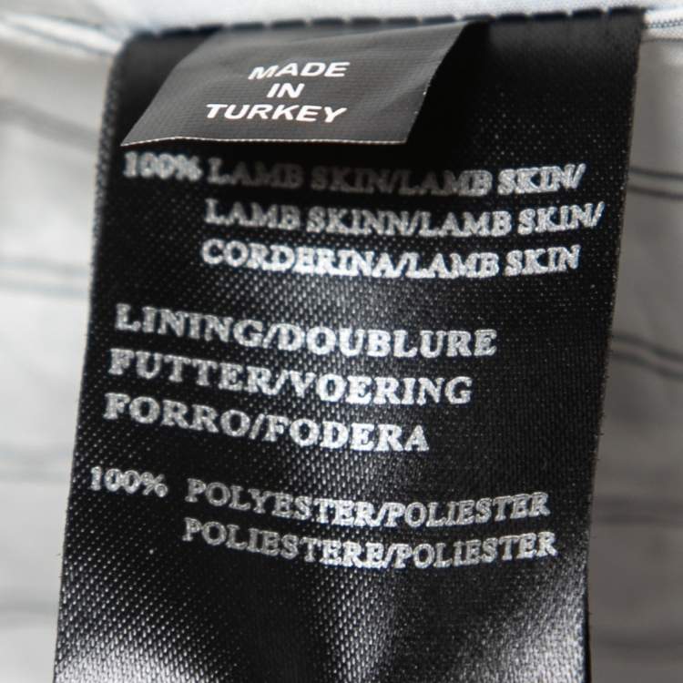 مملوكة مسبقًا Armani Collezioni Black Leather Zip Front Jacket XL