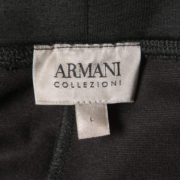 Pre Owned Armani Collezioni Black knit Drawstring track Pants L