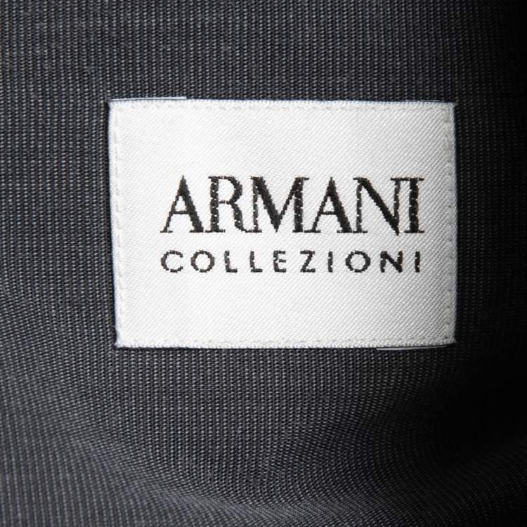 Pre Owned Armani Collezioni Grey Cotton Button Front Full Sleeve Shirt L
