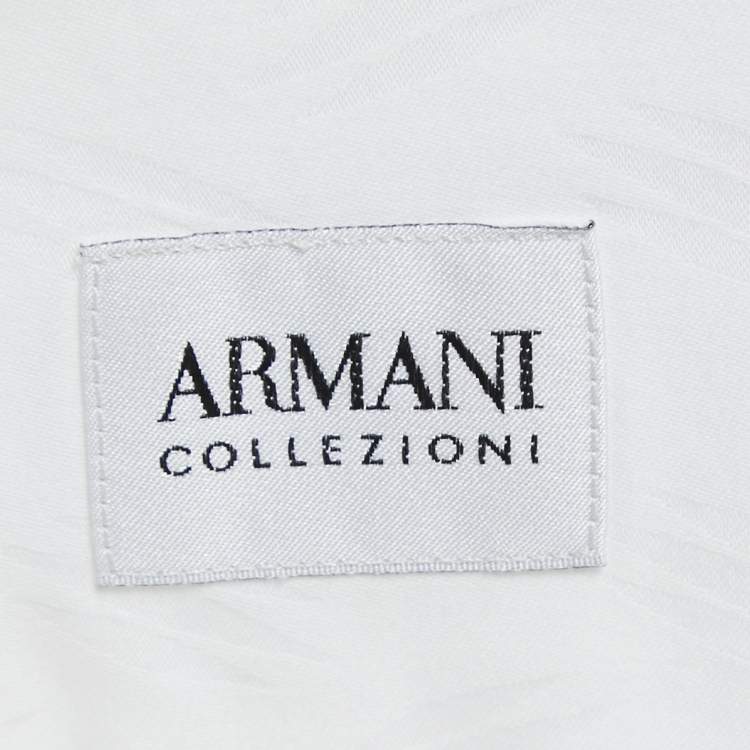 Pre Owned Armani Collezioni White Patterned Cotton Full Sleeve Shirt L