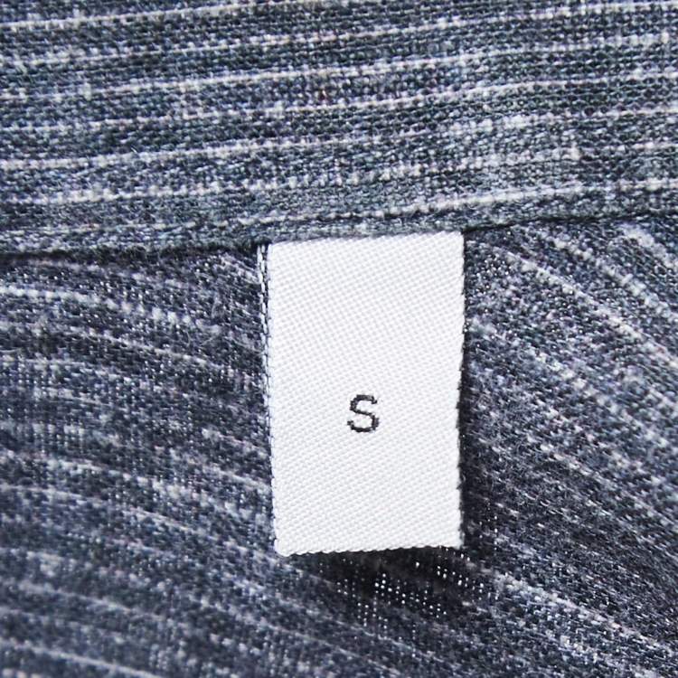 Pre Owned Armani Collezioni Grey Striped Cotton Button Front Full Sleeve Shirt S