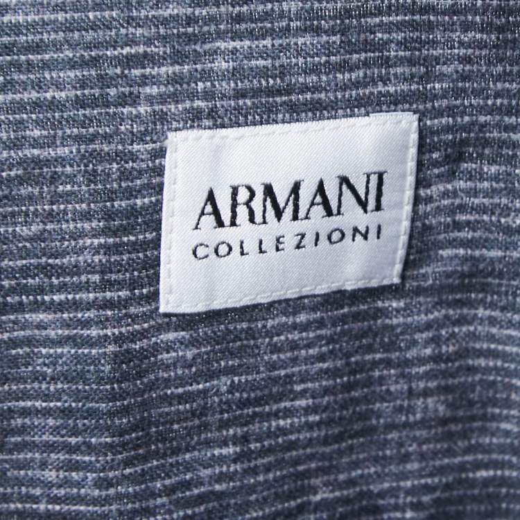 Pre Owned Armani Collezioni Grey Striped Cotton Button Front Full Sleeve Shirt S