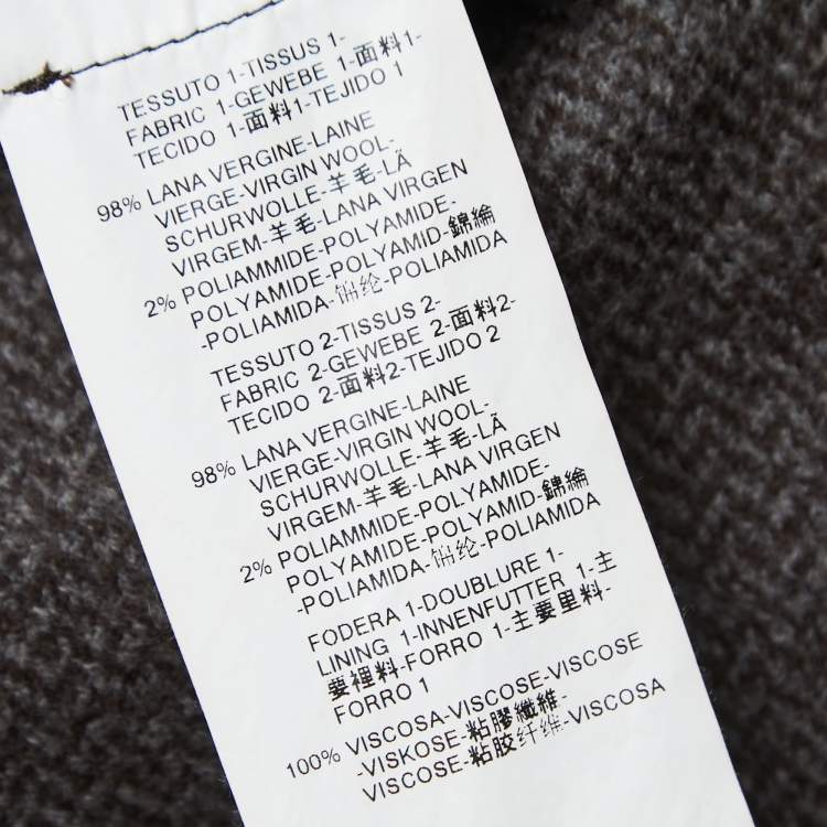 Pre Owned Armani Collezioni Grey Patterned Wool Single Breasted Jacket 4XL