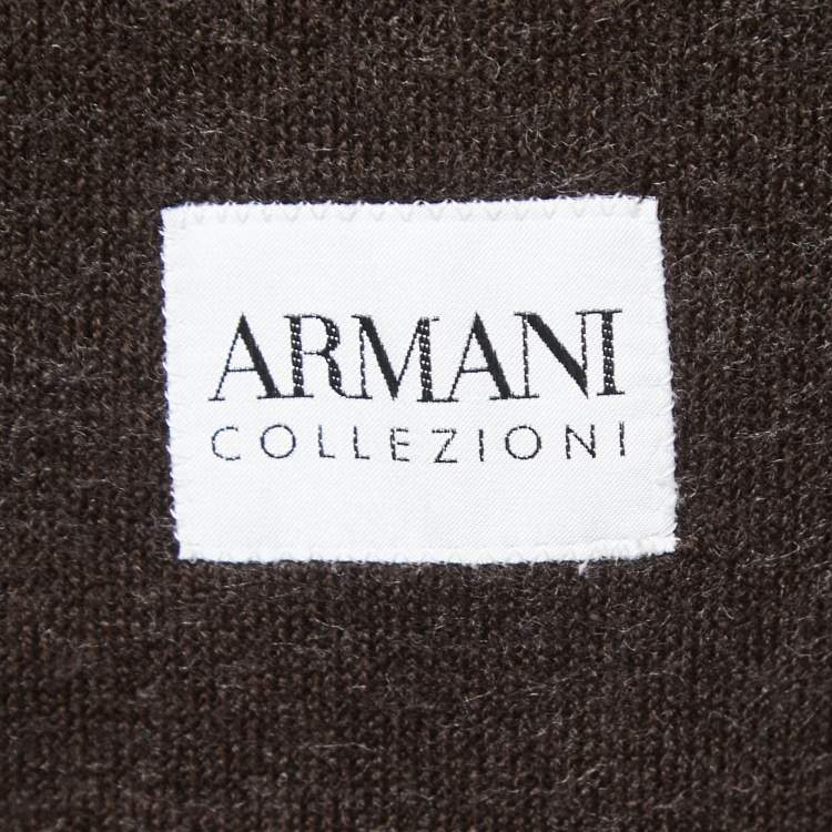 Pre Owned Armani Collezioni Grey Patterned Wool Single Breasted Jacket 4XL