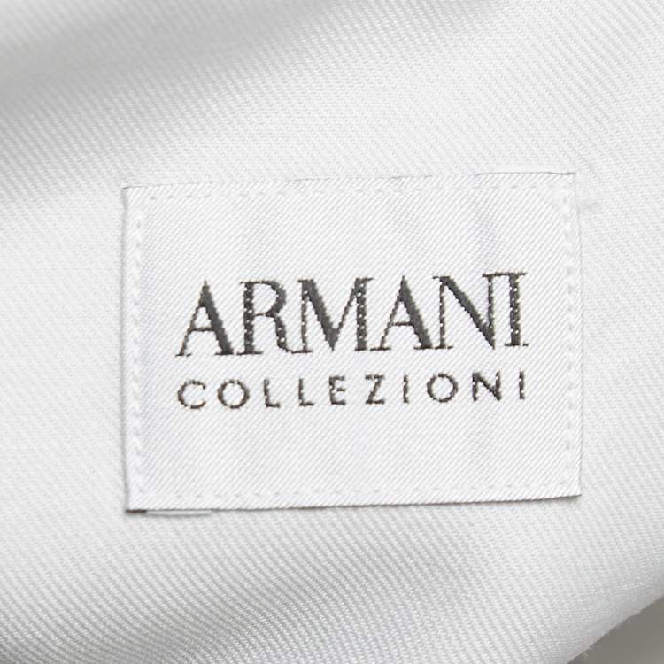 Pre Owned Armani Collezioni Grey Cotton Button Front Full Sleeve Shirt L