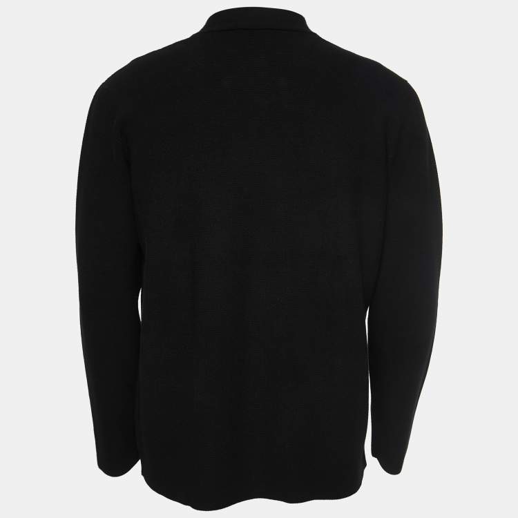 Pre Owned Armani Collezioni Black Knit Double Breasted Shirt XL
