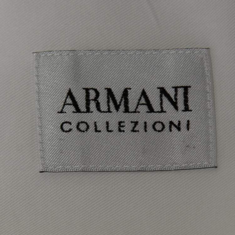 Pre Owned Armani Collezioni White Cotton Button Front Full Sleeve Shirt M